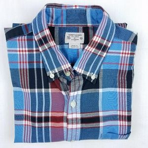 J. Crew Factory summer plaid button down shirt M
